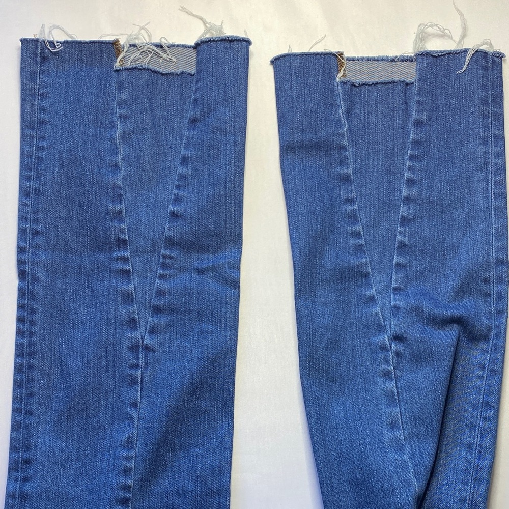 Madewell Distressed Blue Flare Jeans - Picture 6 of 8